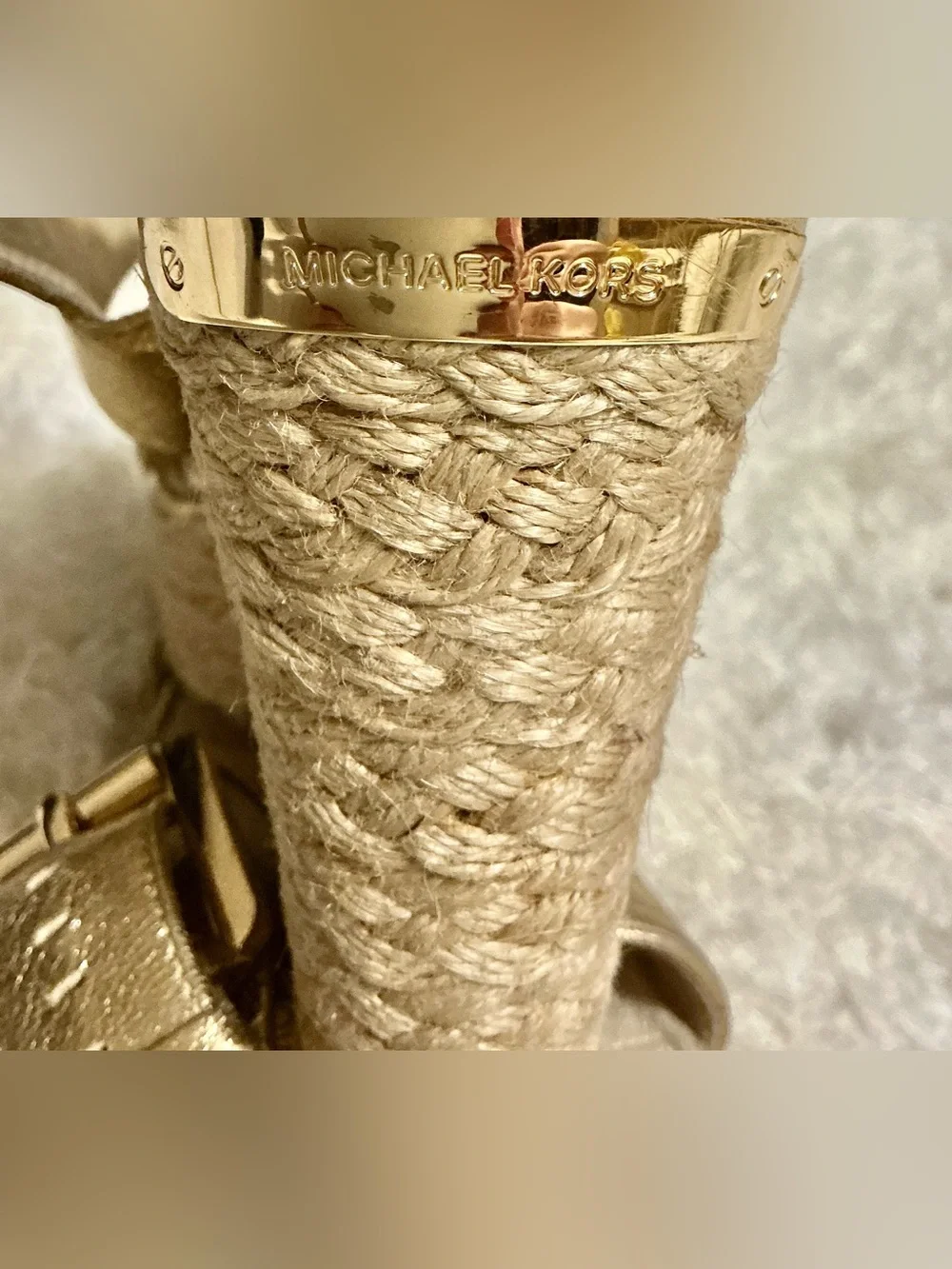 Michael Kors Metallic Gold Espadrille Wedge Sandals